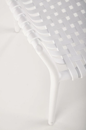 Krzesło Nathan białe Intesi nowoczesne do jadalni i ogrodu z podłokietnikami, łatwe czyszczenie