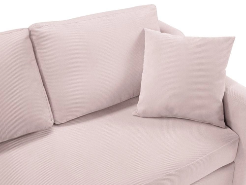 Narożnik z funkcją spania Rose Pink Corduroy lewostronny
