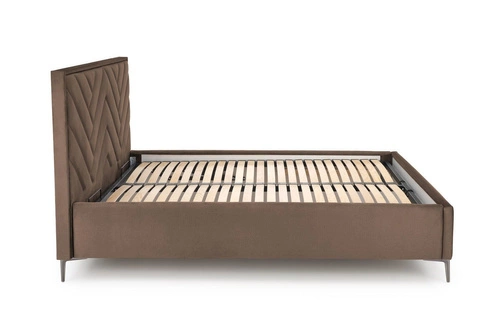 Łóżko tapicerowane Modulo W1 beżowe z pojemnikiem i zagłówkiem do sypialni