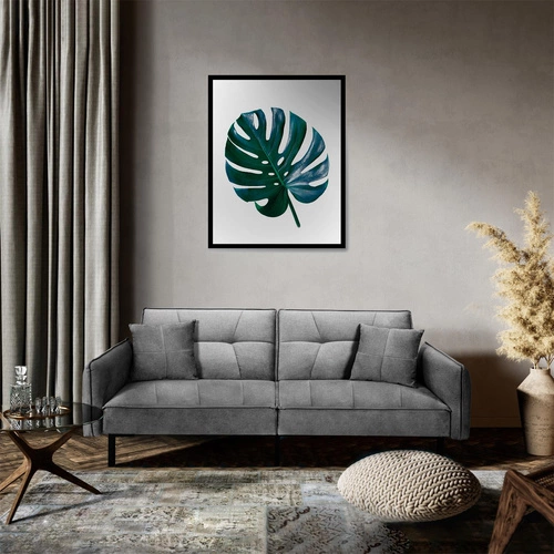 Sofa rozkładana Lurif szara z funkcją spania do salonu, nowoczesna, kompaktowa, na wysokich nogach Intesi