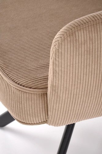 Fotel obrotowy Aldora cappuccino z tkaniny sztruksowej do biura i salonu nowoczesny