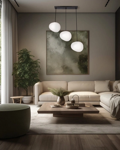 Lampa wisząca STONES czarny 20cm 3x40W E27 klosz biały
