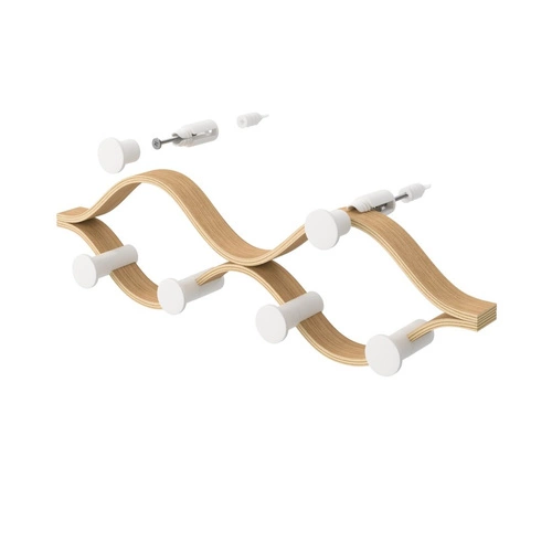 Umbra Montage nowoczesny wieszak ścienny do przedpokoju 6 haków drewniany biały