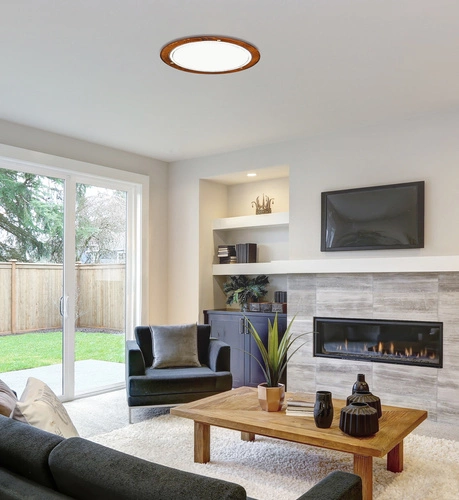 Plafon sufitowy okrągły Candellux 1030 dąb szklany do salonu i kuchni 30 cm