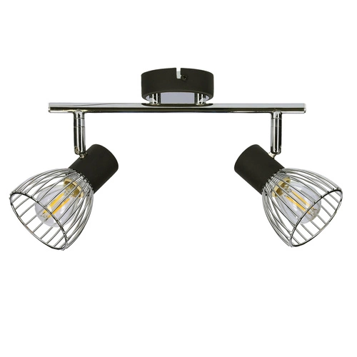 Lampa sufitowa Modo czarna chrom regulowana do salonu kuchni przedpokoju 2-punktowa