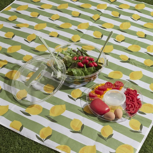 Lunchbox na sałatkę Bain de Soleil Intesi z przegródkami i łyżkami, okrągły, zielony, do pracy