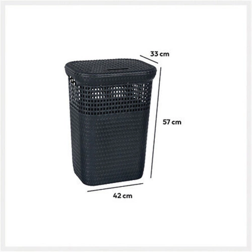 Kosz na pranie 60l z technorattanu szary 5five simply smart do łazienki i garderoby