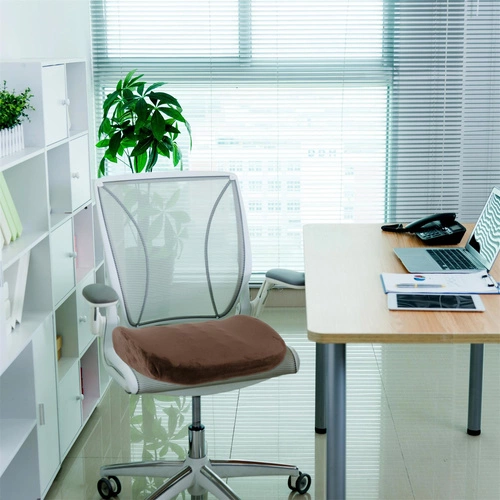 Poduszka na krzesło ergonomiczna Sensly Intesi brązowa do biura i salonu z pokrowcem