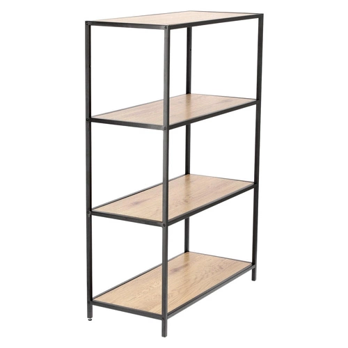 Regał do salonu Oxford I nowoczesny loftowy na książki 4 półki dąb i czarny metal Intesi