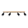 Nowoczesny plafon sufitowy VERDO 4 czarny z drewnem regulowany do salonu SOLLUX LIGHTING