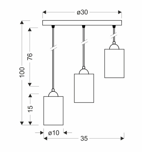 Nowoczesna lampa wisząca Bistro 3-punktowa czarna ze szklanym kloszem do salonu