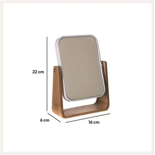 Lustro stojące Natureo prostokątne do toaletki boho bambusowe białe do makijażu