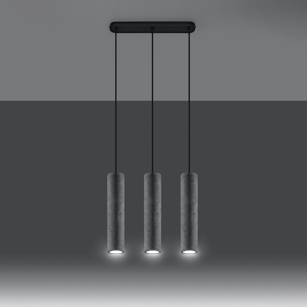 Lampa wisząca LUVO 3L szara betonowa nowoczesna nad wyspę kuchenną lub do salonu