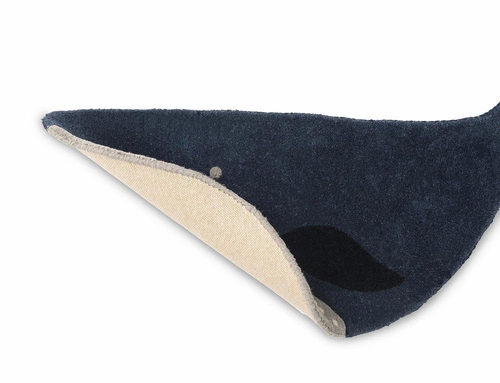 Dywan do pokoju dziecka Decor Kids Whale wełniany nowoczesny wieloryb 105x60 cm granatowy