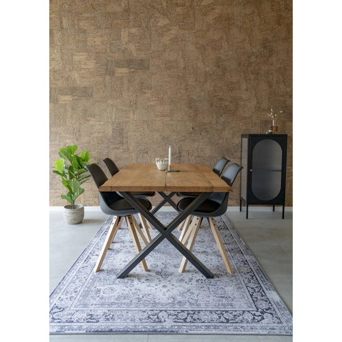 Stół do jadalni Toulon 95x200 dębowy loftowy z czarnymi nogami