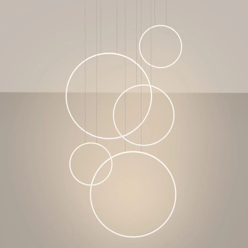 Lampa wisząca LED RIO 5 biała nowoczesna do salonu i jadalni Thoro aluminium 170 cm