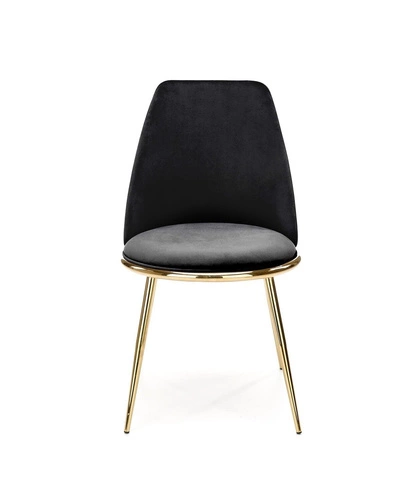 Krzesło welurowe Irene czarne ze złotymi nogami do jadalni i salonu nowoczesne glamour