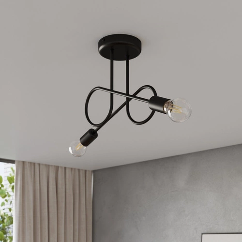 Żyrandol LOOP 2 czarny minimalistyczny do salonu i sypialni metalowy SOLLUX LIGHTING