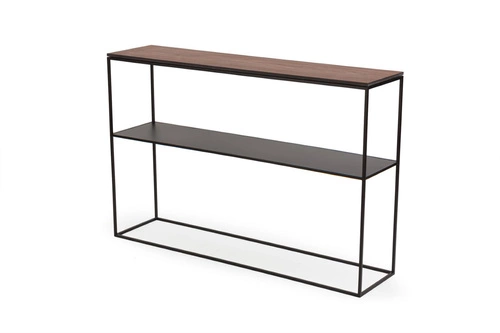 Konsola STAM 280 nowoczesna industrialna orzech amerykański z półką do salonu i przedpokoju