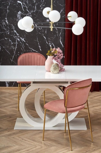 Stół rozkładany do jadalni Change biały złoty nowoczesny glamour Intesi 160 cm