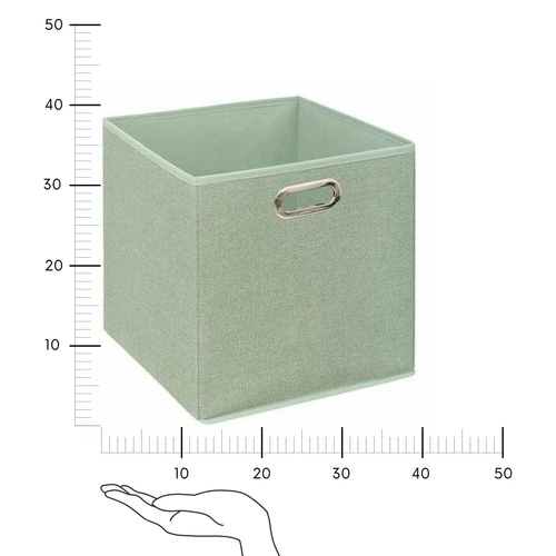 Pudełko do regału 31x31 pistacjowe materiałowe z metalowymi uchwytami 5five simply smart