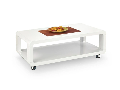 Stolik kawowy Ferry nowoczesny biały prostokątny z półką do salonu 105x58 cm