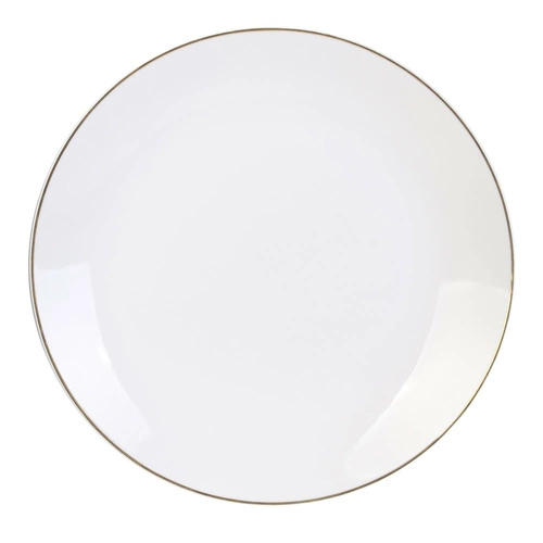 Talerz obiadowy Pearl Gold 27 cm biały ceramiczny glamour ze złotą obwódką do jadalni