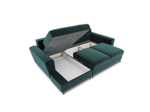 Narożnik z funkcją spania Moghan Petrol Velvet Lewostronna kolor nóg czarny