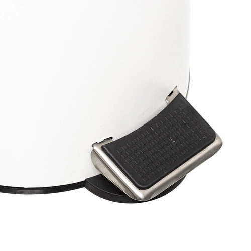 Kosz na śmieci do łazienki Modern 3l biały metalowy z bambusową pokrywą z pedałem 5five