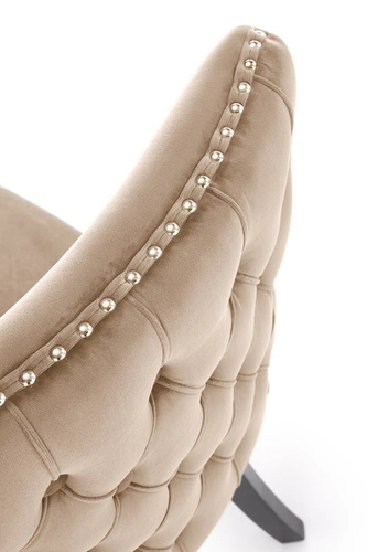 Krzesło Iridionne Velvet beżowe tapicerowane welur do jadalni nowoczesne na czarnych nogach