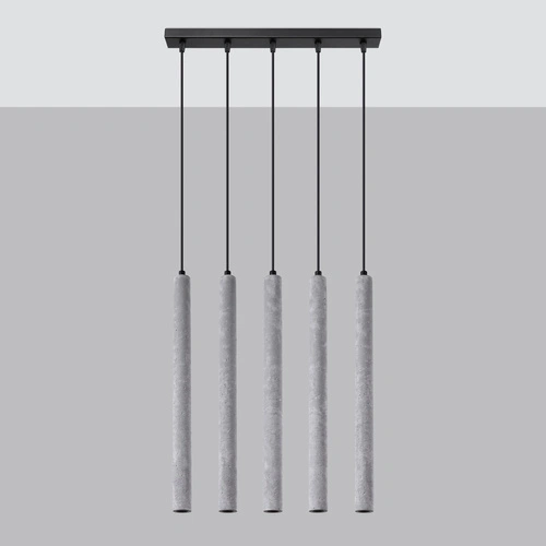 Nowoczesna lampa wisząca betonowa Pastelo 5L szara do salonu jadalni lub kuchni