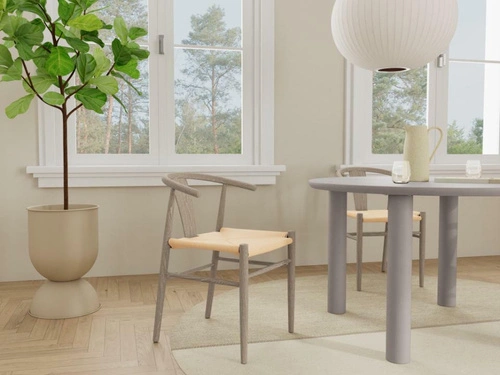 Stół okrągły Magee 120 cm szary nowoczesny do jadalni i salonu