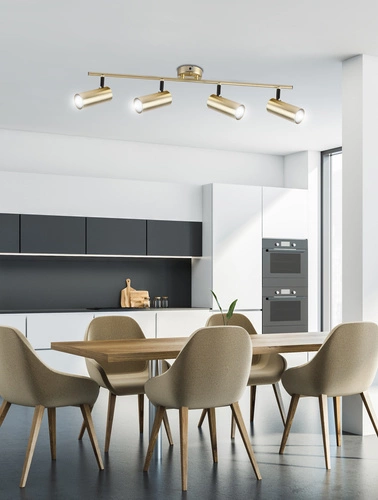 Lampa sufitowa Colly nowoczesna mosiądz 4 punktowa do salonu i kuchni ruchoma
