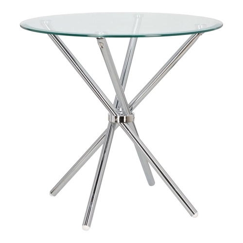 Stół okrągły szklany Ufo 90 cm transparentny nowoczesny do jadalni i salonu chrom Intesi