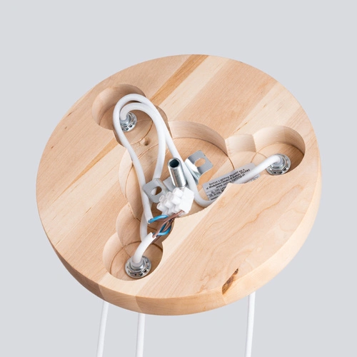 Lampa wisząca kula PEKKA 3P biała drewniana 3-punktowa do salonu i jadalni regulowana