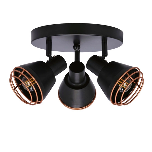 Lampa sufitowa Neria plafon czarny 3x40W  E14 klosz miedziany