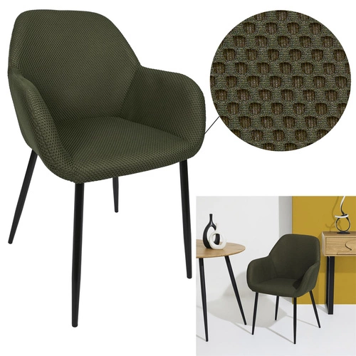 Krzesło tapicerowane Lavia zielone khaki do jadalni i salonu z podłokietnikami Intesi