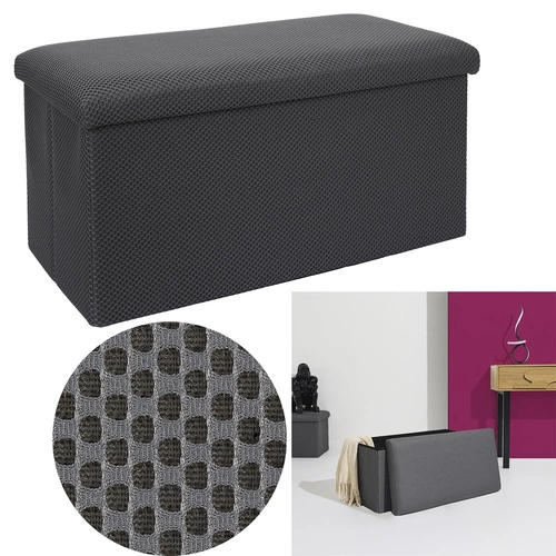 Pufa ze schowkiem Velse Atom szara składana prostokątna do przedpokoju i pokoju młodzieżowego