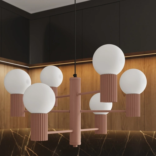 Żyrandol nowoczesny HALO 6 kawowy do salonu i jadalni z aluminium 64 cm