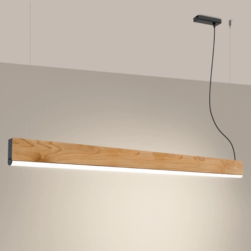 Lampa wisząca LED LYKKE 150 nowoczesna drewniana do salonu, kuchni lub nad wyspę
