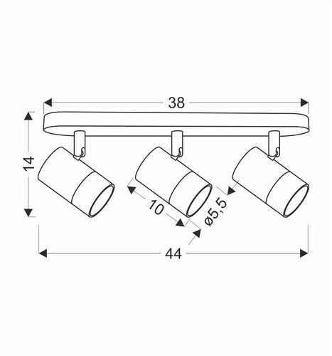 Lampa sufitowa Tobi listwa biały 3x15W GU10 klosz biały+złoty