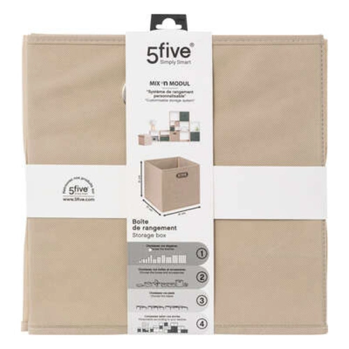 Pudełko materiałowe z uchwytem do regału 31x31 beżowe ciemne 5five simply smart