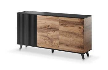 Komoda Adre 160 cm czarna dąb wotan loftowa na nóżkach do salonu nowoczesna Intesi