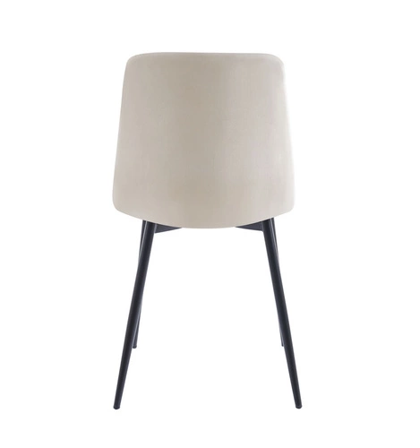Krzesło tapicerowane Caro Velvet beżowe do jadalni i salonu welurowe na czarnych nogach