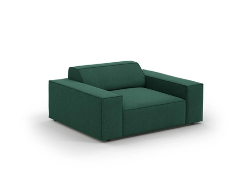 Fotel wypoczynkowy Jodie zielony z tkaniny do salonu nowoczesny z podłokietnikami BESO LUX