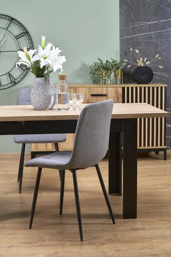 Stół rozkładany do jadalni Carsten dąb artisan czarne nogi nowoczesny 80/120-160 cm Intesi