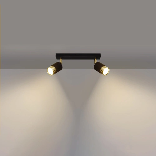 Plafon sufitowy NERO 2 czarny złoty nowoczesny loftowy metalowy do salonu i kuchni