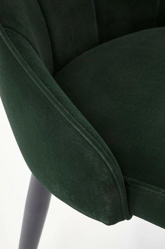 Krzesło tapicerowane Loyd zielone welur do jadalni nowoczesne z czarnymi nogami Intesi