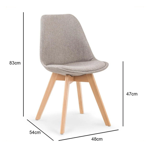 Krzesło tapicerowane Dimi szare jasne do jadalni skandynawskie z drewnianymi nogami Intesi