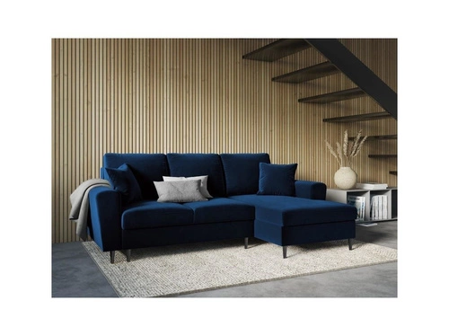 Narożnik z funkcją spania Moghan Royal Blue Velvet Prawostronna kolor nóg czarny